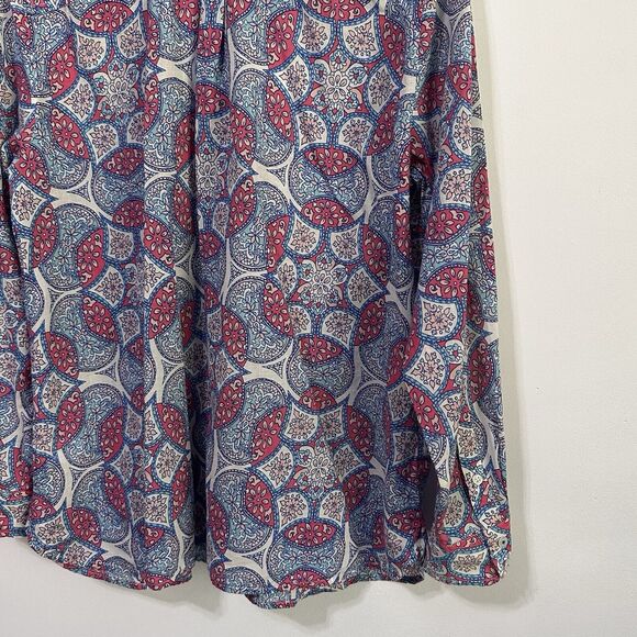 Talbots Blouse‎ Top L Petite Garden Medallion Button Front Long Sleeve Thin NEW - Picture 9 of 12